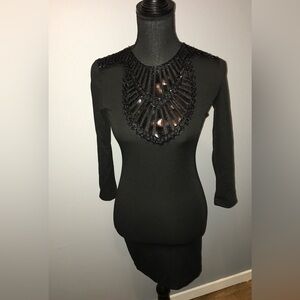 Armani exchange Black Beaded Neckline Women's Dress